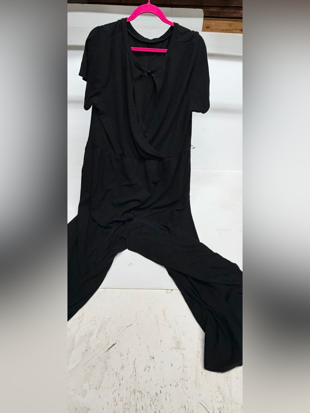 torrid Black Short-Sleeve Wrap-Front Jumpsuit